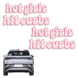 Qianeffort 2Pcs Funny Car Stickers,Weatherproof Hot Girls Hit Curbs Car Stickers Funny,Cute Car Stickers for Women,Vinyl Funny Bumper Stickers for Fashionable Ladies Driver Pink Car Accessories