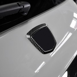 KUNGKIC For Abarth 595 500 2008-2023 Car Trunk Logo Frame Car Rear Logo Frame Hard Carbon Fibre Sticker Decorative Interior Accessories Gift, Black