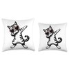 Cat Heart Shape Sunglasses Dabbing Dance Lover Throw Pillow