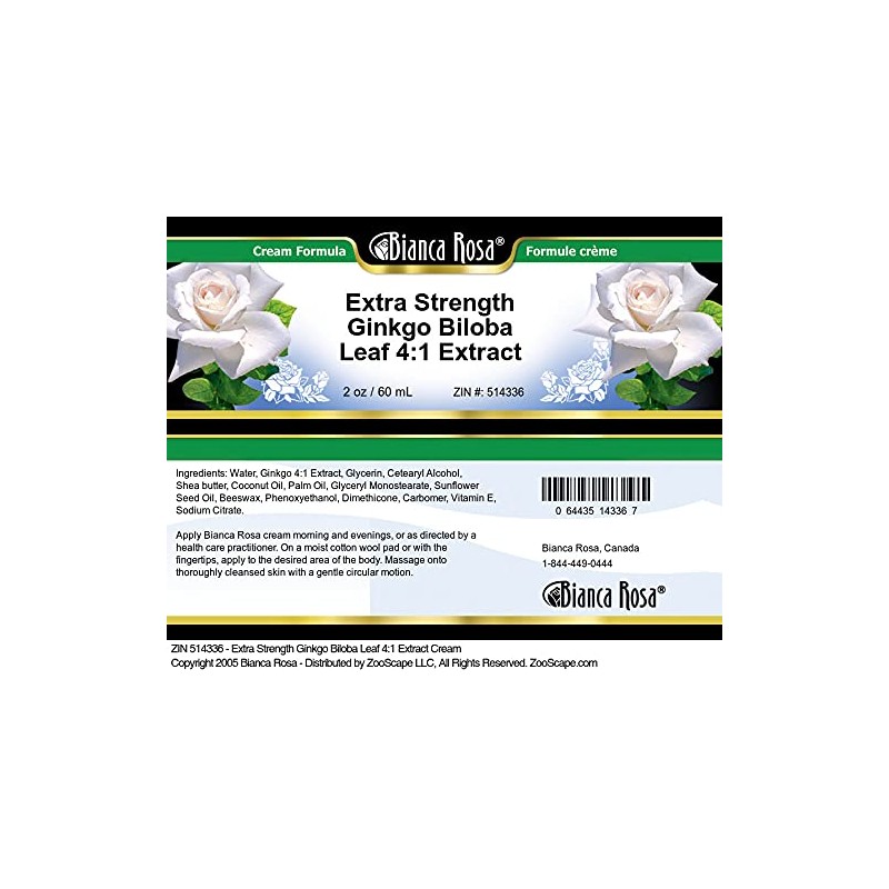 Extra Strength Ginkgo Biloba Leaf 4:1 Extract Cream (2 oz,