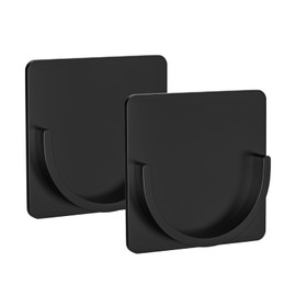 UAREP Adhesive Shower Rod Holders, Curtain Rod Holders，No Drilling|Heat Resistant | Waterproof | Max Load 60 lbs, Never Fall Down Shower Tension Rod Holders for Wall, 2 Pieces, Black(Rod Not Included)