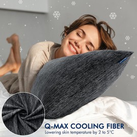 MIULEE Body Pillow for Adults Long Body Pillow for Side Sleeper Memory Foam Cooling Body Pillow for Bed Full Body Pillow for Back/Stomach/Side Sleeper 20x54 Inch Black