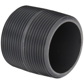 Spears 88 Series PVC Pipe Fitting, Nipple, Schedule 80, Gray, 1-1/2" NPT Male, 6" Length