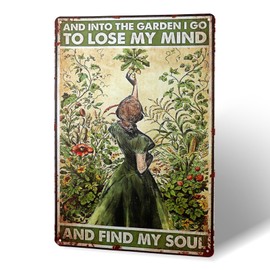 Vintage Metal Tin Sign Gardening Retro Fun Metal Tin Sign Hippie Girl Poster Vintage Sign Wall Decor I Go to Lose My Mind and Find My Soul for Home Bar Club Coffee Wall Decor (20cmx30cm)
