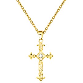 Rosedate Dainty Gold Necklace for Women Cross Pendant Necklace Copper Choker Necklace Cute Jewelry for Women Gold Layered Necklaces