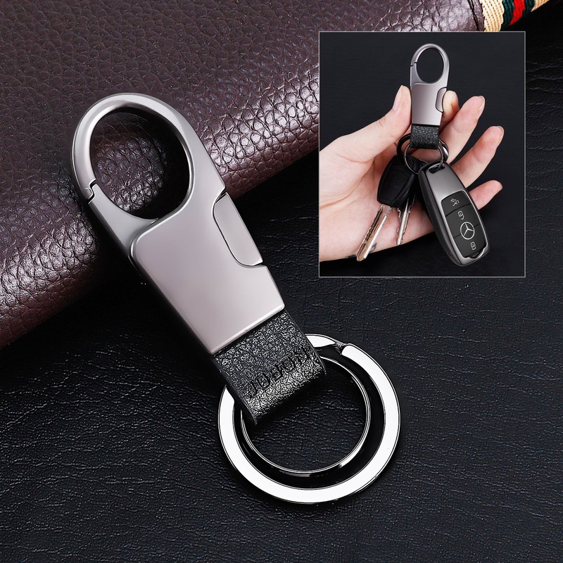 Leather Car Keyring (with 2 Extra Rings) for Men and