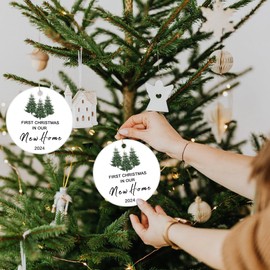 Hiagkmet House Warming Gifts New Home Ornament First Christmas in Our New Home 2024, Housewarming Gifts for New House, Ceramic Keepsake New Home Christmas Ornaments for Women, Couple