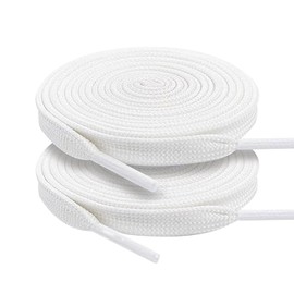 YOLCAR White Flat Shoe Laces, Sturdy Polyester with Anti-Break Tips, Suitable for Sneaker, Hat Strings, Pants Strings, and Bags, 120cm/47inch