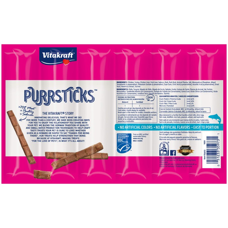 Vitakraft PurrSticks Meaty Cat Sticks - Chicken with Salmon -