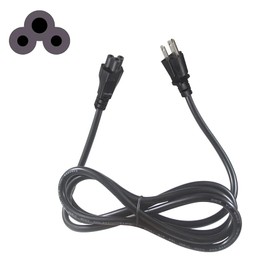 3-Slot Universal AC Power Cord - 2Ft Replacement 3 Prong Laptop Power Cable, NEMA 5-15P to IEC C5 Connector, SJT 18 Gauge, Black