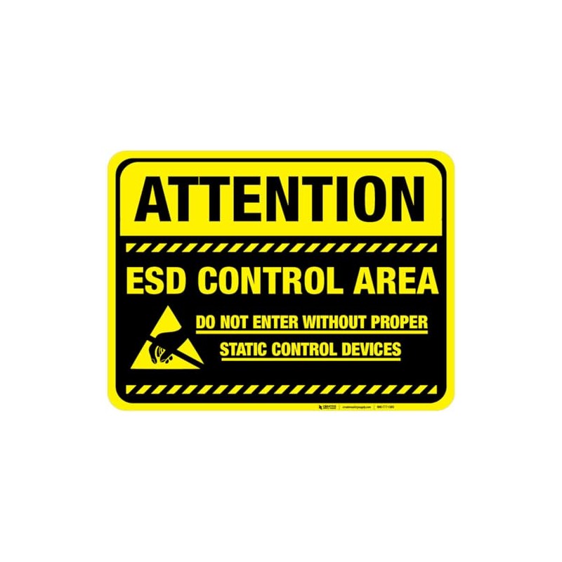 Attention ESD Control Area (Black) - Floor Sign 12" x