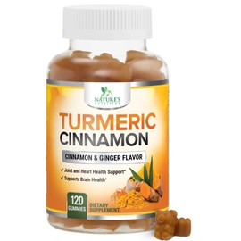 Turmeric Curcumin Supplement Gummies with Ginger & Cinnamon, 95% Curcuminoids Turmeric Curcumin Gummy with Black Pepper for Best Absorption, Nature's Vegan Joint Support Tumeric, Non-GMO, 120 Gummies