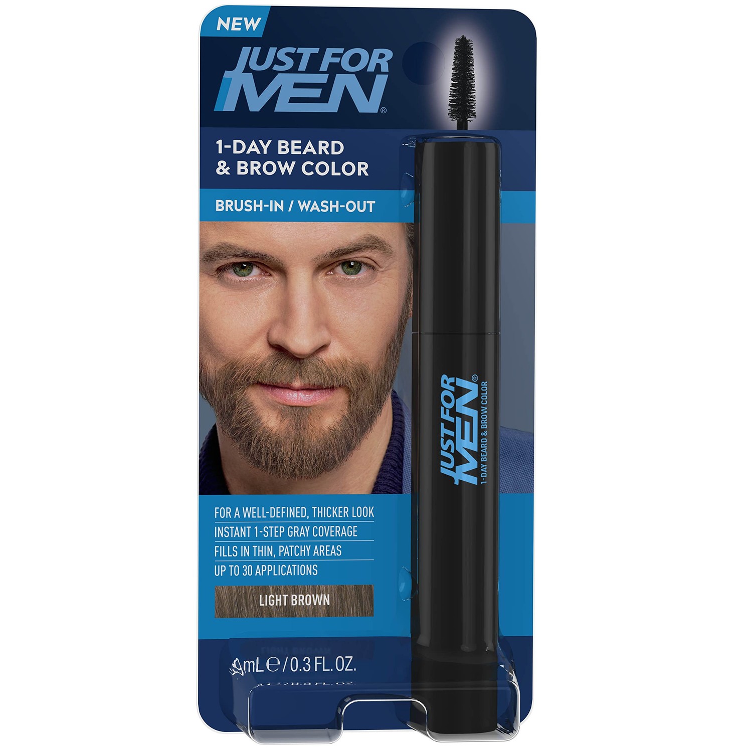 Just for Men 1-Day Beard & Brow Color, Temporary Color for Beard and ...