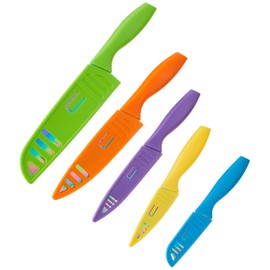 Hampton Forge Tomodachi HMC01E550S, Set de cuchillos de titanio de 5 piezas con protector de hoja