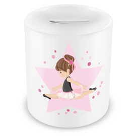 Samunshi® Children's Money Box with Ballerina Motif - Boys and Girls Piggy Bank Money Box White