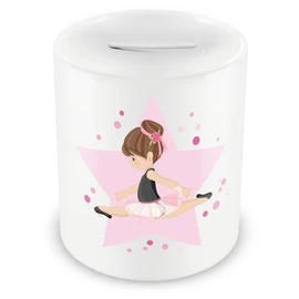 Samunshi® Children's Money Box with Ballerina Motif - Boys and Girls Piggy Bank Money Box White