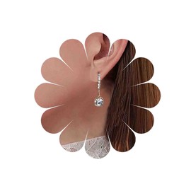 Yheakne Vintage Crystal Drop Dangle Earring Gold C Shape Rhinestone Stud Earrings Cubic Crystal Diamond Earrings Rhinestone Wedding Earrings Jewelry for Women, Crystal