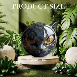 Luxury Black Cat Stone Sculpture, Elegant Home Decor & Gift for Cat Lovers, Handcrafted Black Cat Statue, 8x8x8 Cm Crystal Cat Ornament for Shelf Display