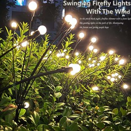 Solar Powered Firefly Lights, Solar Powered Courtyard Lights, Outdoor Waterproof, Swaying in The Wind, Garden Lawn Terrace Channel Decorative Lights, Decorative Gardening Gifts (2 Pack(16LED))