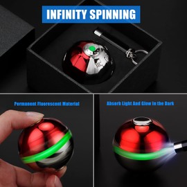 Cool Metal Fidget Spinner Sphere Glow in The Dark, Red Luminous Heavy Duty Spinner Birthday Gift for Kid Adult, Finger Gyro Desk Toy for Home Office Classroom, Stress Relieve Focus Toy