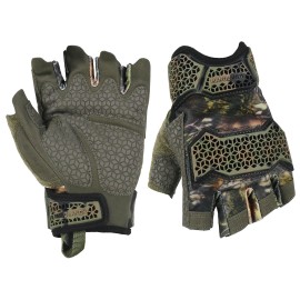 PRI PVC Cut Resistant Anti Abrasion Industrial Tactic and Safety Hand Gloves Half-finger Gloves Mechanical Working GlovesSize: M, Color: Green