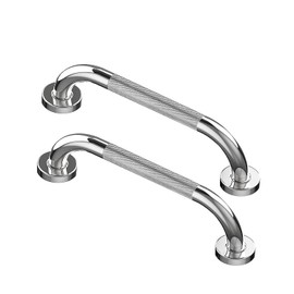Howdah Grab Bars for Seniors 30 cm Chrome Plated Stainless Steel Bathroom Grab Rail Shower Handle Bathroom Handle Grab Bars Senior for Bathroom with Non-Slip Pattern Pack of 2