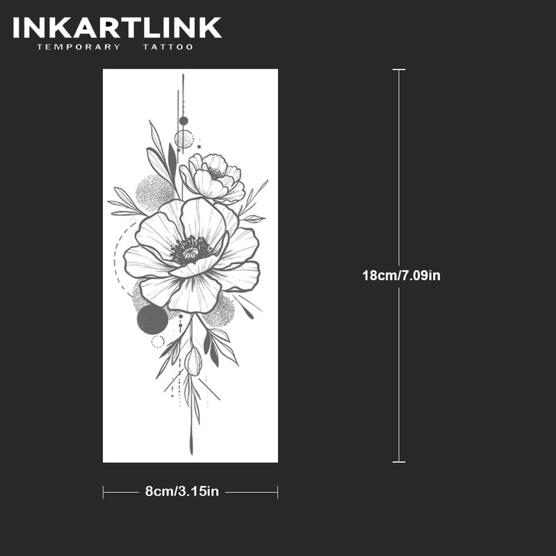 Temporary Tattoo, 2 Sheets Delicate Floral Arm Stickers