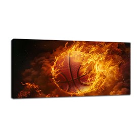 Basketball Wall Art for Living Room Large Size Modern Basketball Sport Wall Decor Basketball Framed Canvas Prints Pictures Painting Artwork Home Decoration for Master Bedroom Boys Room Office 60"X30"