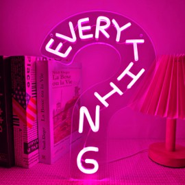 Everything Question Mark LED Neon Sign Aesthetic Pink Wall Decor for Bedroom Dorm Office Creative Spaces Neon Night Light for Minimalist Room