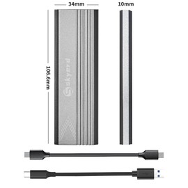 Skyerd M.2 NVMe PCIe 256 GB Portable External SSD (SSD Included),USB3.1 Gen2（USB-C 10Gbps Up to 1050MB/s）, Adapter for Desktops, Laptops, Mac and Students, Professionals, Gray
