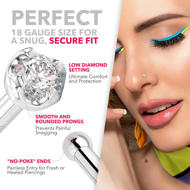 Body Candy Solid Platinum 1.5mm (0.015 cttw) Genuine Diamond Nose