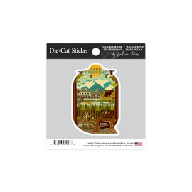 Die Cut Sticker Lake Crescent, Olympic National Park, Washington, Geometric Series Vinyl Sticker 1 to 3 inches (Waterproof Decal for Cars, Water Bottles, Laptops, Coolers), Small