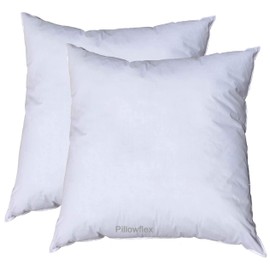 Pillowflex Set of 2 30x30 Inch Premium Polyester Filled Pillow Form Inserts - Machine Washable - European Square - Made in USA