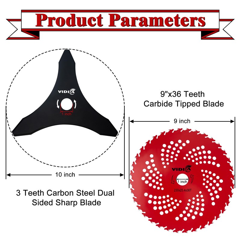 VIDICA 9" x 36 Teeth Carbide Tipped Blade & 10"