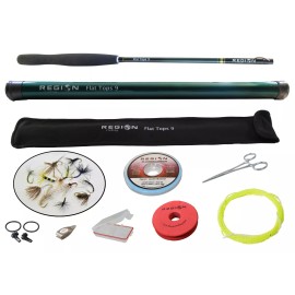 Region Fishing Tenkara Fly Rod - Flat Tops 9' Travel Rod w/ Starter Kit - Japanese Carbon Fiber