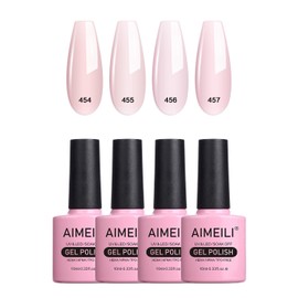 AIMEILI Transparent Milky White Nude Gel Nail Polish Soak Off U V LED Hema Free Gel Nail Lacquer Salon DIY Set Of 4pcs X 10ml - Kit Set 20