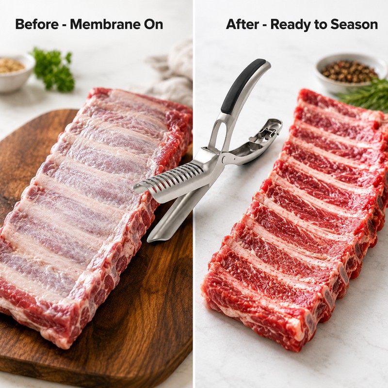 Rib Membrane Removal Tool for BBQ Prep – Stainless Steel