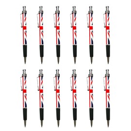 LILAJ Set of 12 Union Jack Flag Retractable Ballpoint Pens Souvenir & Stationery Patriotic Writing Instruments for Office, School, and Gifts Party Decoration