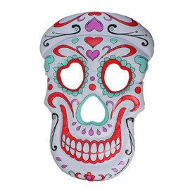 Inflatable White and Pink Sugar Skull Swimming Pool Float, 12-Inch