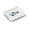 Abbott Collection 27-CORFU-550 Small Rectangle Fish Plate, 1 EA, White/Blue
