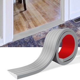 Heonay Rampas de umbral para puertas rampas de goma autoadhesivas para puerta umbral de goma para silla de ruedas, carriola, scooter, rampa reductora (gris, 2' de ancho x 3.3 pies de largo)