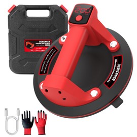 DEWINNER 8" Electric Glass Suction Cup Lifter, 600 LBS Max Load Heavy Duty Vacuum Suction Cups with 1200mAh Battery, Auto Start Pump, Glass Lifter for Glass, Tile, Granite, Metal with Carry Case