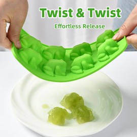 QWEIDHI Mini Frog Silicone Molds(Gel-tipped dropper included), 3D Frog Candy Molds for Chocolate, Ice Cubes, and Baking,for Ice Cubes Desert Biscuit Bread Fondant DIY Making Tool（Green）
