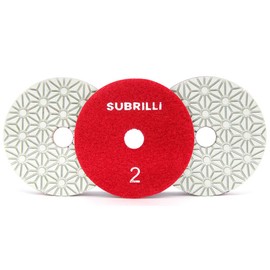 SUBRILLI Dry/Wet 3 Step Diamond Polishing Pads 4" Sanding Discs Grit 2 for Granite Marble Concrete (3-Pcs)
