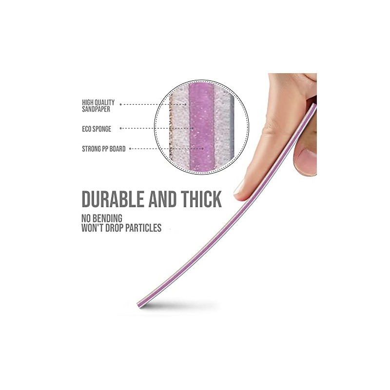 Lima de uñas de grano 100/180 para uñas naturales, uñas