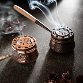 Hakart Set of 2 Incense Holder, Handcrafted 100% Copper Incense Burner for Meditation, Incense Holder for Yoga