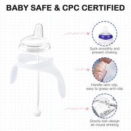 Sippy Cup Conversion Kit for Lansinoh Baby Bottles, Soft Straw Top and Weighted Straw Transition Kit with Handles, Set of 3
