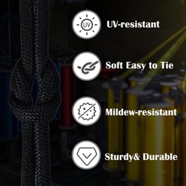 MONOBIN Paracord Rope 100FT for Making Paracord Projects, 4mm 7 Strand Parachute Cord for Lanyard, Survival Bracelets, Clothsline,Hiking (Black, 100FT)