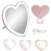 Taolivingmart Pink Heart LED Makeup Mirror Kids USB Foldable Travel