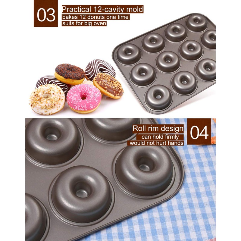 Old Tjikko Doughnuts Baking Mould, 12 Cavities Doughnut Mould, Baking
